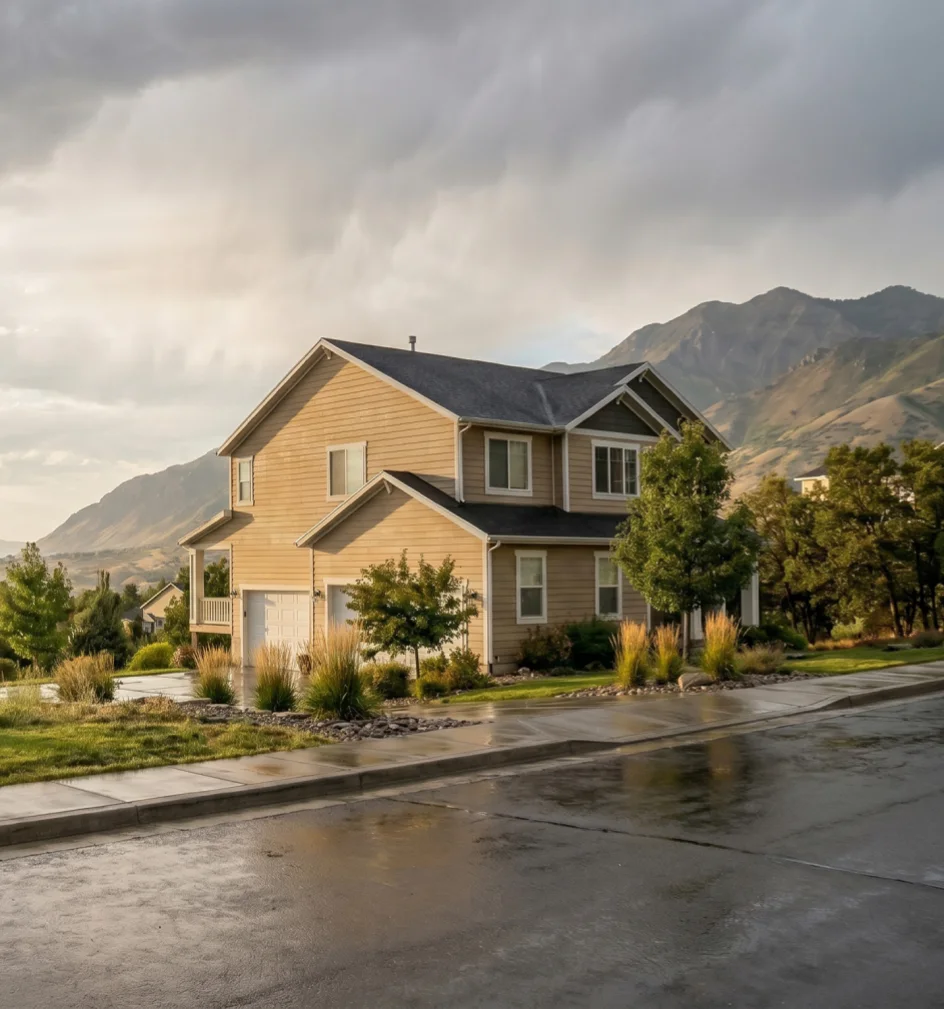 view of utah home with vinyl siding5k gutter